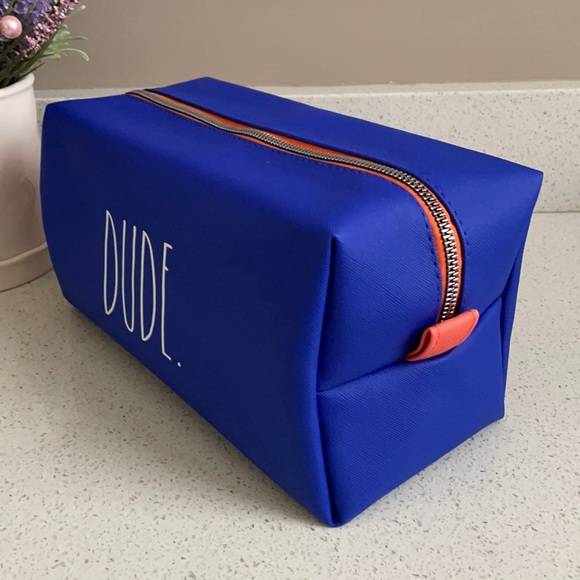 RAE DUNN DUDE BLUE DUAL SIDED TOILETRY POUCH BAG - Picture 4 of 10